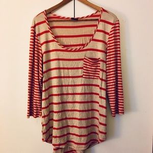 Red and cream striped shirt